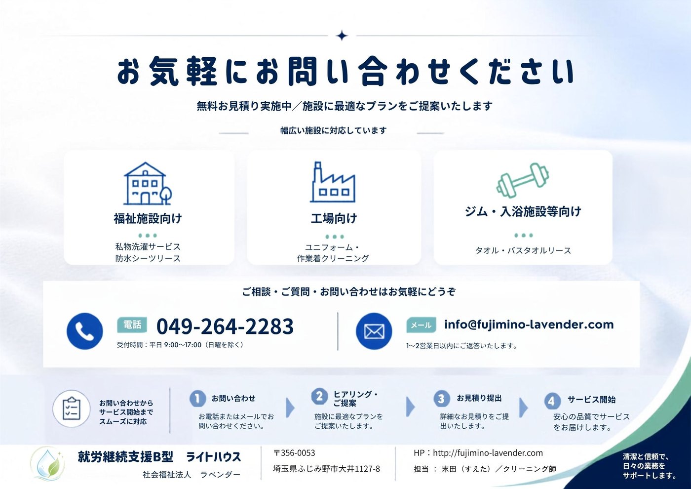 自社事業パンフレット 6ページ：お問合せ